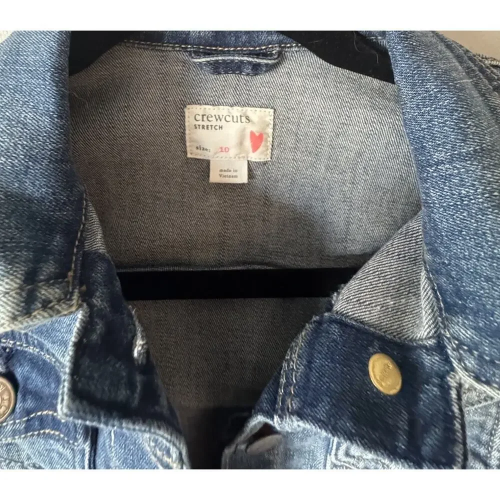 Crewcuts‎ Girls Size 10 Stretch Denim Jean Jacket Discoloration READ